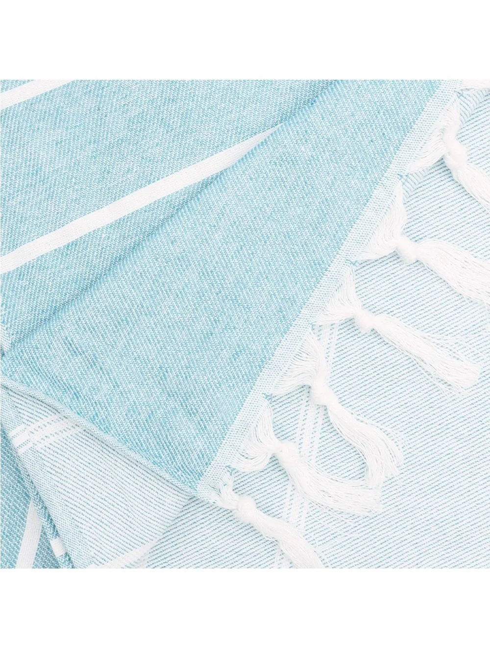 Light Blue Striped Turkish Cotton Hand Towels - Set of 6